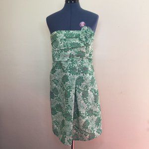 Vera Wang Lavender Label Strapless Green and Cream Floral Dress Size 6